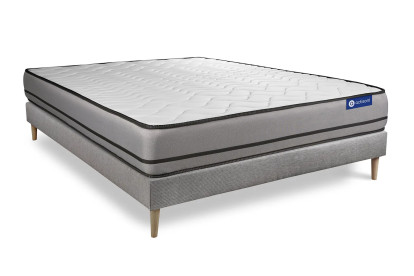 Ensemble Matelas Sommier 140x190 cm - Sommier Gris (en kit) - Actiflex Night