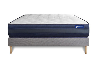 Ensemble Matelas Sommier 150x195 cm - Sommier Gris (en kit) - Actiflex Tech