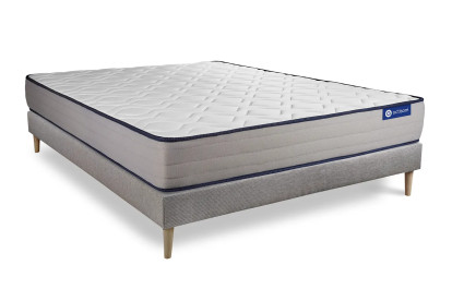 Ensemble Matelas Sommier 180x190 cm - Sommier Gris (en kit) - Actilatex Form