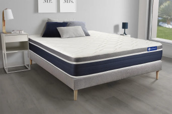 Ensemble Matelas Sommier 140x220 cm - Sommier Gris (en kit) - Actilatex Confort