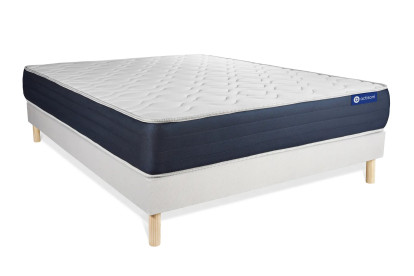 Ensemble Matelas Sommier 160x195 cm - Sommier Blanc (en kit) - Actilatex Sleep