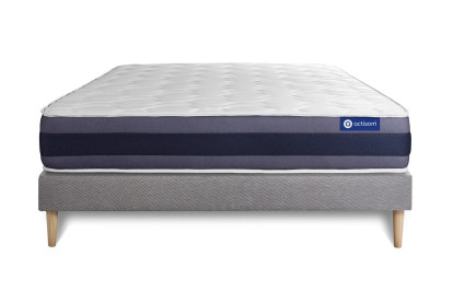 Ensemble Matelas Sommier 160x210 cm - Sommier Gris (en kit) - Actimemo Morpho