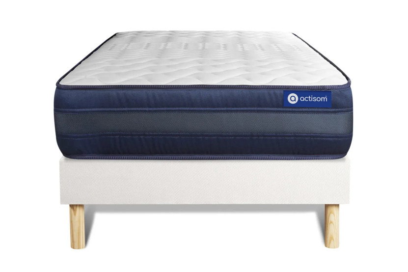 Ensemble Matelas Sommier 90x190 cm - Sommier Blanc (en kit) - Actilatex Tech