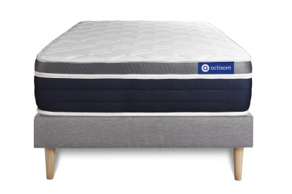 Ensemble Matelas Sommier 90x200 cm - Sommier Gris (en kit) - Actimemo Confort