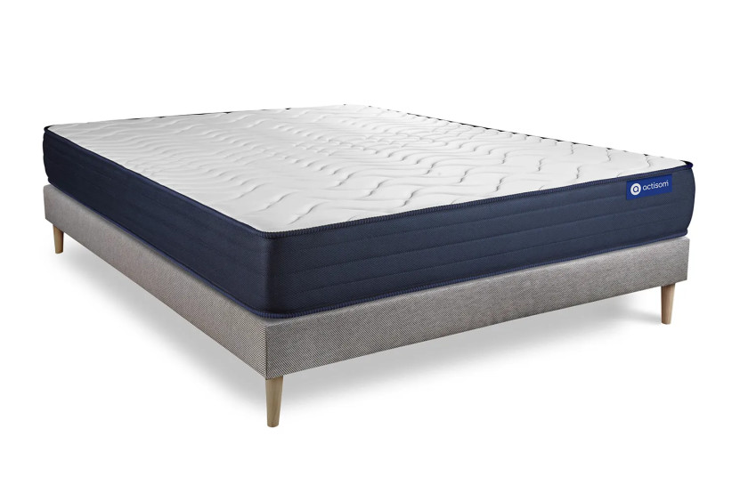 Ensemble Matelas Sommier 120x220 cm - Sommier Gris (en kit) - Actilatex Life