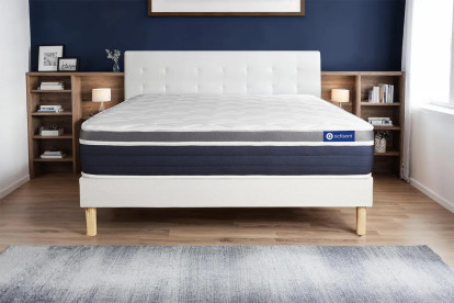 Ensemble Matelas Sommier 180x190 cm - Sommier Blanc (en kit) - Actiflex Confort