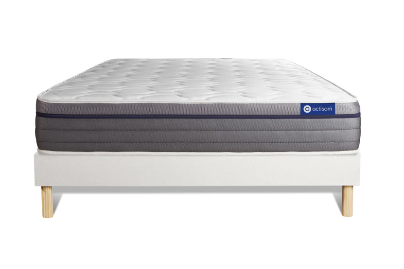 Ensemble Matelas Sommier 180x220 cm - Sommier Blanc (en kit) - ActiMemo Zen