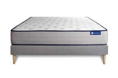 Ensemble Matelas Sommier 150x195 cm - Sommier Gris (en kit) - Actilatex Form
