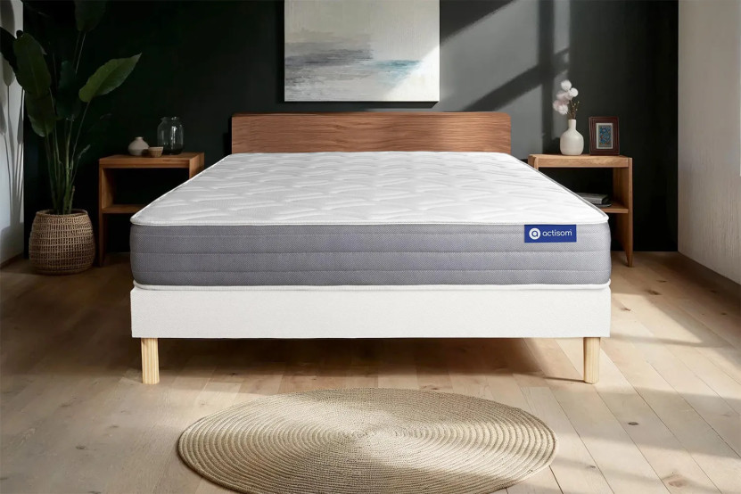 Ensemble Matelas Sommier 160x220 cm - Sommier Blanc (en kit) - Actiflex Dream