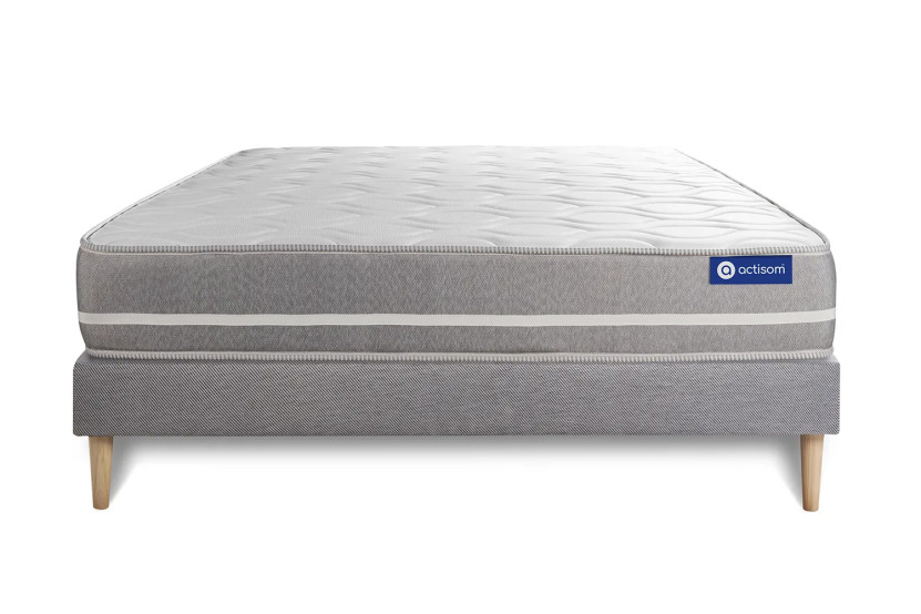 Ensemble Matelas Sommier 140x200 cm - Sommier Gris (en kit) - Actimemo Touch