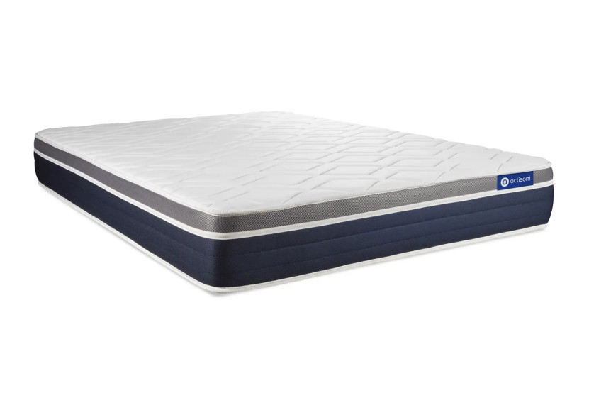 Ensemble Matelas Sommier 130x210 cm - Sommier Blanc (en kit) - Actiflex Confort