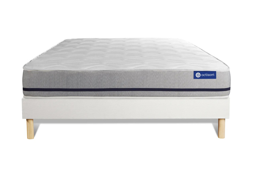 Ensemble Matelas Sommier 120x195 cm - Sommier Blanc (en kit) - Actimemo Soft