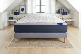 Ensemble Matelas Sommier 140x220 cm - Sommier Gris (en kit) - Actiflex Max