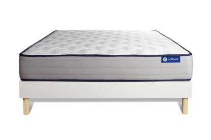 Ensemble Matelas Sommier 135x190 cm - Sommier Blanc (en kit) - Actilatex Form