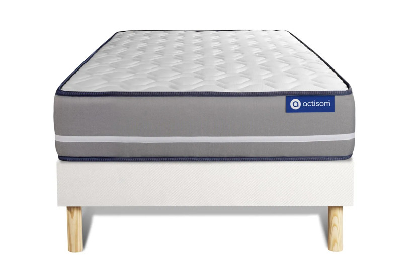 Ensemble Matelas Sommier 90x200 cm - Sommier Blanc (en kit) - Actilatex Pur