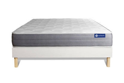 Ensemble Matelas Sommier 130x210 cm - Sommier Blanc (en kit) - Actimemo Dream