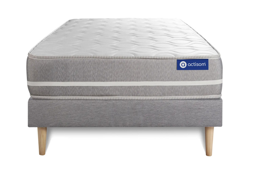 Ensemble Matelas Sommier 90x200 cm - Sommier Gris (en kit) - Actiflex Touch