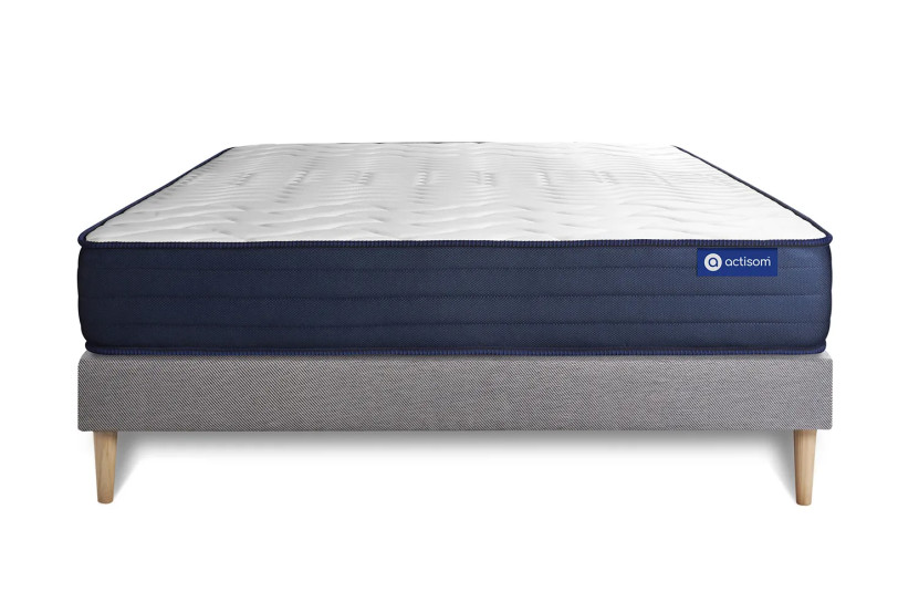 Ensemble Matelas Sommier 140x210 cm - Sommier Gris (en kit) - Actilatex Life
