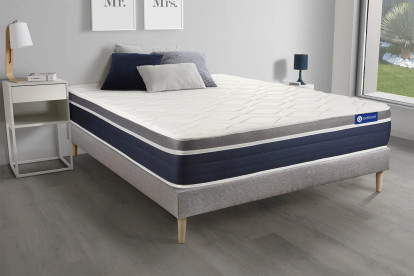 Ensemble Matelas Sommier 180x200 cm - Sommier Gris (en kit) - Actilatex Confort