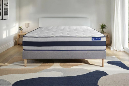 Ensemble Matelas Sommier 120x220 cm - Sommier Gris (en kit) - Actilatex Ergo