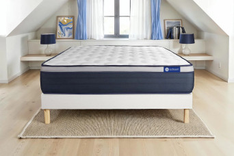 Ensemble Matelas Sommier 150x190 cm - Sommier Blanc (en kit) - Actilatex Max