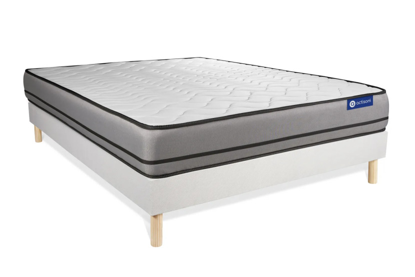 Ensemble Matelas Sommier 120x210 cm - Sommier Blanc (en kit) - Actiflex Night