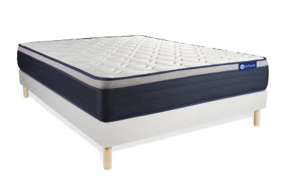 Ensemble Matelas Sommier 160x210 cm - Sommier Blanc (en kit) - Actimemo Max