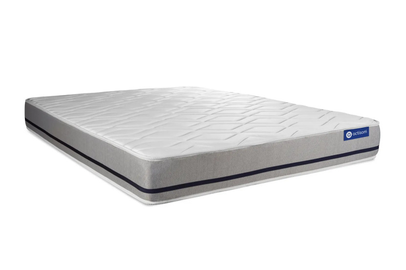 Ensemble Matelas Sommier 130x200 cm - Sommier Gris (en kit) - Actimemo Soft