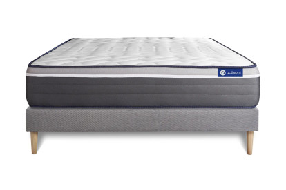 Ensemble Matelas Sommier 120x190 cm - Sommier Gris (en kit) - Actiflex Plus
