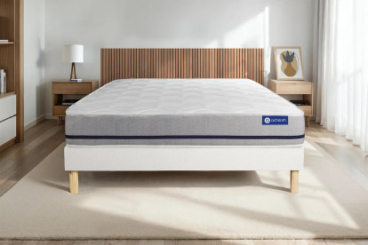 Ensemble Matelas Sommier 160x220 cm - Sommier Blanc (en kit) - Actilatex Soft