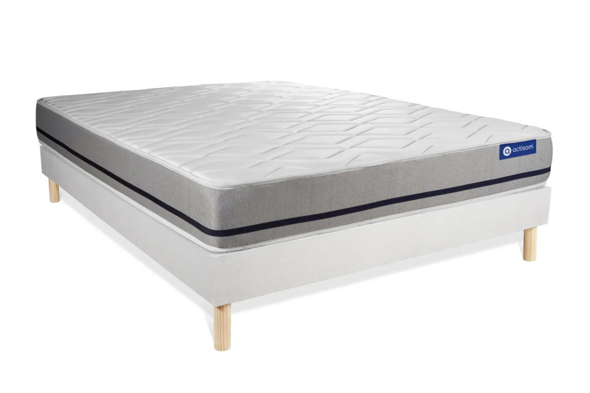 Ensemble Matelas Sommier 120x210 cm - Sommier Blanc (en kit) - Actilatex Soft