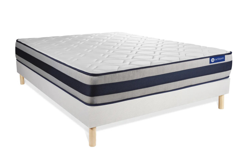 Ensemble Matelas Sommier 120x220 cm - Sommier Blanc (en kit) - Actiflex Ergo
