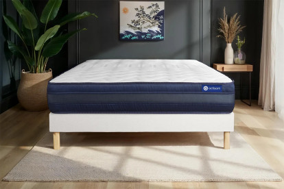 Ensemble Matelas Sommier 150x200 cm - Sommier Blanc (en kit) - Actilatex Tech