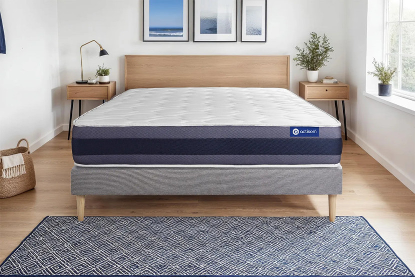 Ensemble Matelas Sommier 80x190 cm - Sommier Gris (en kit) - Actiflex Morpho