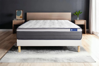 Ensemble Matelas Sommier 150x195 cm - Sommier Blanc (en kit) - ActiMemo Plus