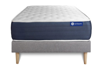 Ensemble Matelas Sommier 90x190 cm - Sommier Gris (en kit) - Actilatex Sleep