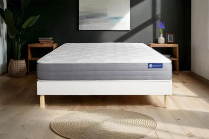 Ensemble Matelas Sommier 160x210 cm - Sommier Blanc (en kit) - Actilatex Dream