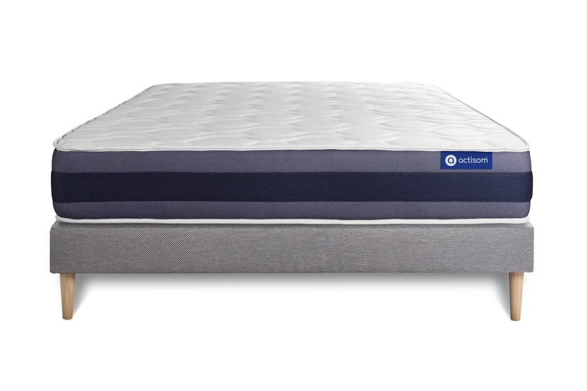 Ensemble Matelas Sommier 130x220 cm - Sommier Gris (en kit) - Actilatex Morpho