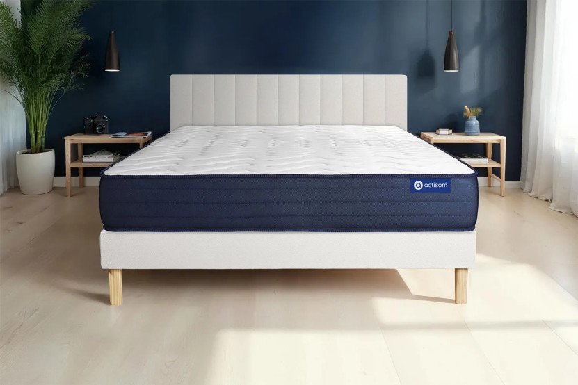 Ensemble Matelas Sommier 80x200 cm - Sommier Blanc (en kit) - Actimemo Life