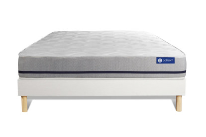 Ensemble Matelas Sommier 180x210 cm - Sommier Blanc (en kit) - Actimemo Soft