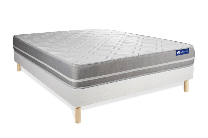 Ensemble Matelas Sommier 120x220 cm - Sommier Blanc (en kit) - Actilatex Touch