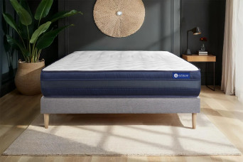 Ensemble Matelas Sommier 120x195 cm - Sommier Gris (en kit) - Actimemo Tech