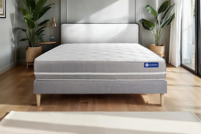 Ensemble Matelas Sommier 130x210 cm - Sommier Gris (en kit) - Actiflex Touch