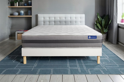 Ensemble Matelas Sommier 180x190 cm - Sommier Blanc (en kit) - Actilatex Relax