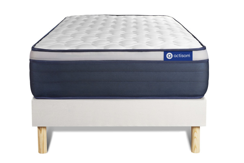Ensemble Matelas Sommier 90x200 cm - Sommier Blanc (en kit) - Actilatex Max