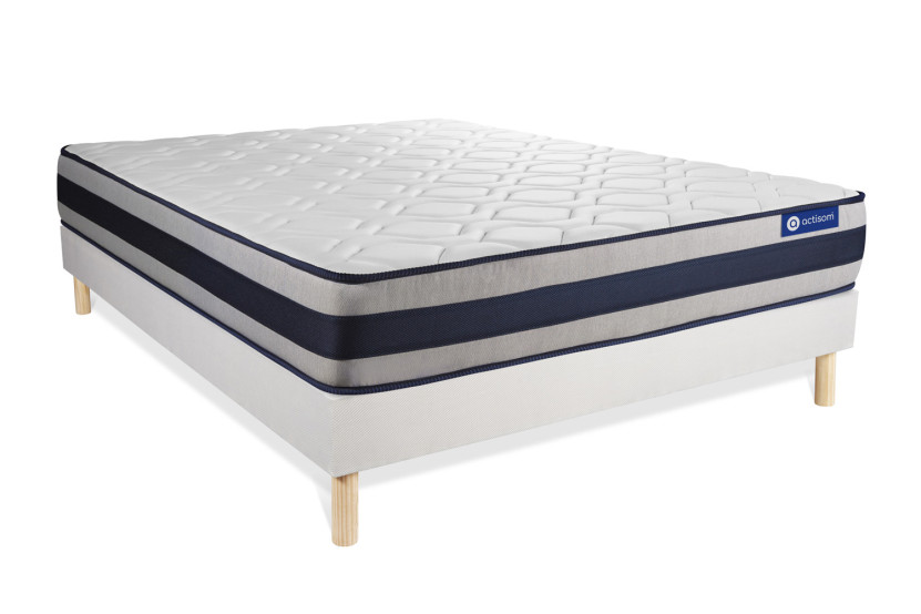 Ensemble Matelas Sommier 120x200 cm - Sommier Blanc (en kit) - Actimemo Ergo