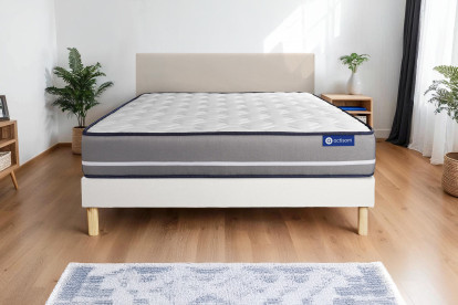 Ensemble Matelas Sommier 130x200 cm - Sommier Blanc (en kit) - Actiflex Pur
