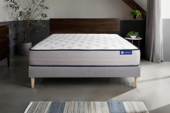 Ensemble Matelas Sommier 135x190 cm - Sommier Gris (en kit) - Actimemo Form