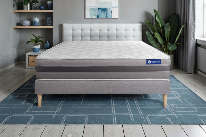 Ensemble Matelas Sommier 120x200 cm - Sommier Gris (en kit) - Actiflex Relax
