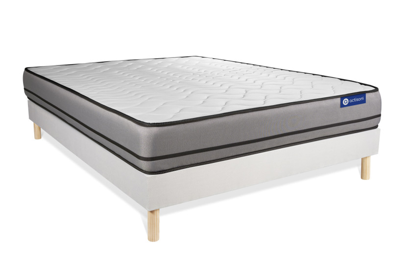 Ensemble Matelas Sommier 120x210 cm - Sommier Blanc (en kit) - Actilatex Night
